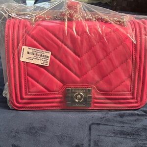 NWT!! Badgley Mischka Hot Pink Quilted Crossbody With Adjustable Strap Bag